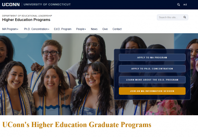 A screenshot of the Higher Education Programs website homepage.