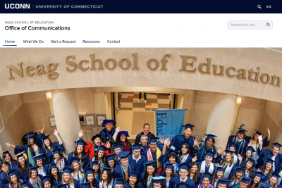 A screenshot of the Neag Office of Communications website homepage.